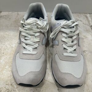 New Balance Beige and White 574 Style Sneakers